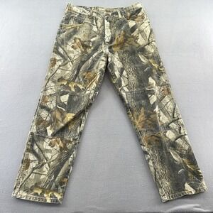 VTG Wrangler Pants Men's Sz 36x32 Green Camo Realtree Hunting Jeans